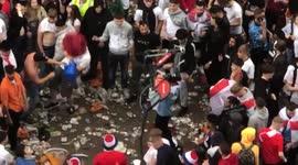 Thuggish England fans destroy hire bike outside Wembley Stadium