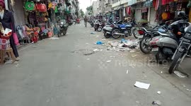 Dirty Street Of A City Market Showing Failure Of Clean India Campaign