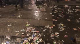 Rubbish and broken bicycles on the streets surrounding Trafalgar Square in London, following Euro 2020 final
