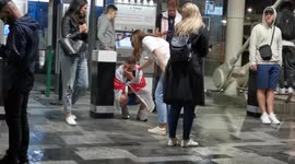 It's NOT coming home: women comfort sad England fan