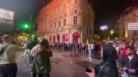 Disappointed England fans gets out of control in Piccadilly Circus