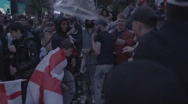 Fan knocked out in Leicester Square as England supporters fight each other