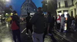 England Fans Gather In Trafalgar Square As The Match Is Played