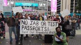 Piers Corbyn Protests Outside Wembley Stadium