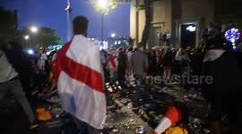 England Football Fans Watch The Match Near Trafalgar Square In London