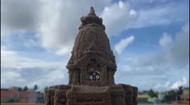 Sand artist created a miniature Sand chariot of Lord Jagannath at Puri in Eastern India.