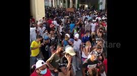 Clashes with police in Havana, Cuba