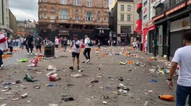 England fans trash Leicester Square before the Euro 2020 finals vs Italy