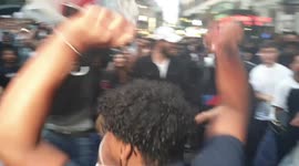 Football fan supporter gets knocked out in Leicester square