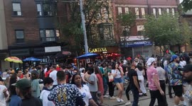 Toronto people celebrating win
