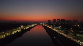 Sunset seen from the bridge of Cidade Universitária in São Paulo, Brazil