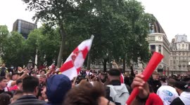English fans at Leicester Square. Football Euro 2020 final England vs Italy