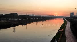 Sunset at Cidade Universitária in São Paulo, Brazil