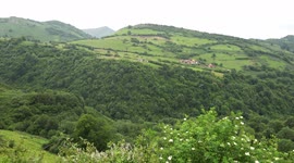 Landscape mountains green nature Asturias Spain moody weather 4K