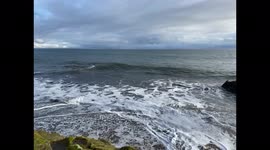 Pacific Waves Rolling into Santa Cruz, California During Midday