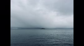 Munkholmen Island in Trondheim in Snowstorm Off Coast of the City
