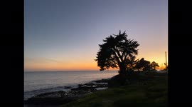 Late Sunset Colours Along Coastal Road in Santa Cruz California