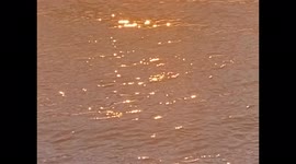 Strong Light Orange Sunset Dapples Ocean Waves in Relaxing Vision