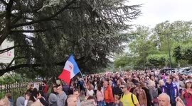 Anti-vaccine protests against French President Macron's mandatory vaccination for health workers on Bastille Day