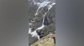 Terrifying moment avalanche crashes down mountain in India