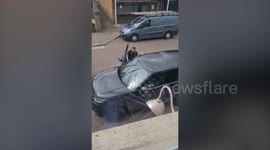 Dramatic footage shows police attempting to stop thieves moments before they drove Range Rover down RAIL TRACKS