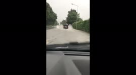 Driving over flooded streets in Germany | heavy rain in Germany floods streets