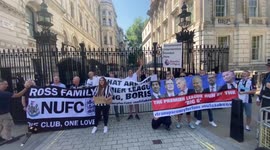 Newcastle United fans stage protest outside Downing Street over transparency of club's sale