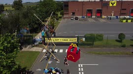 Dozens of animal activists blockade McDonald's factory in Scunthorpe, UK