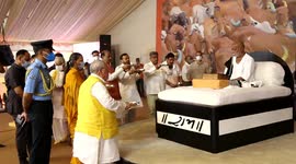 Indian Parliament Lok Sabha Speaker and Rajasthan Governor at Ram Katha of Sant Morari Bapu in Nathdwara