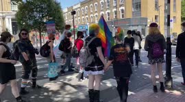 LGBT group marches in Highbury Fields, North London  in #ReclaimthePride protest