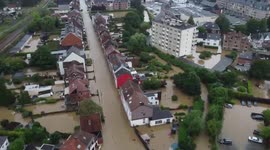 Aerial footage shows Belgian town submerged by floodwaters Friday