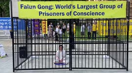 Protest against Falun Gong persecution in London, United Kingdom