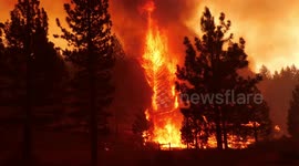 Intense footage of wildfire that has burnt through over 18,000 acres in California