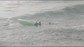 Fishermen's boat capsized from rough tides in South India