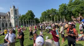 Freedom day: Anti kockdown protesters gathering outside Houses og Parliament