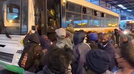 Commuters scramble for busses as services disrupted by attacks and threats in South Africa