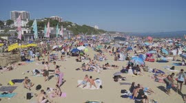 Bournemouth Beach Busy During UK Heatwave No Masks or Social Distancing