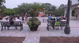 Ontario warm summer night with many pandemic restrictions now lifted and people out and about an buskers entertaining in the streets again