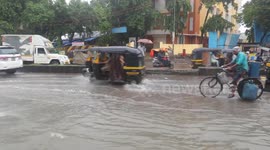 Water-logged streets in Mumbai, India after heavy monsoon rains