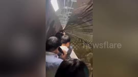 Trains suspended as station is inundated with floodwater in central China
