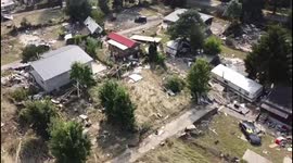 Drone footage of campsite destroyed by heavy floods in Belgium