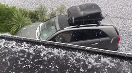 Intense hail smashes car windows In Leicestershire UK