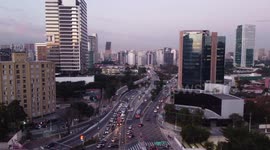 Intense traffic in Sao Paulo, Brazil even in times of pandemic