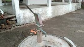 Massive fire erupts from handpump in central India