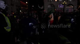 Italy Fans Celebrate Euro's Final win Picaldily Circus as England fans burn Italy flag