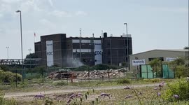 Explosive demolition fells former AstraZeneca building in Avionmouth
