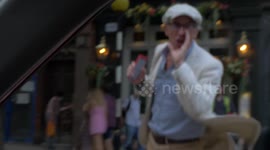 Actor Steve Coogan shouts at London motorist blaring anti-lockdown messages