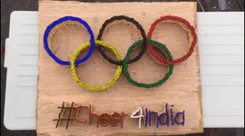 Indian artist spends hours creating Olympic rings out of matchsticks