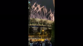 Japan: Crowd Enjoys Olympic Opening Ceremony Fireworks Outside Venue