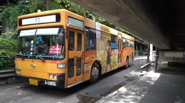 Buses decorated with Olympics rings in Bangkok, Thailand
